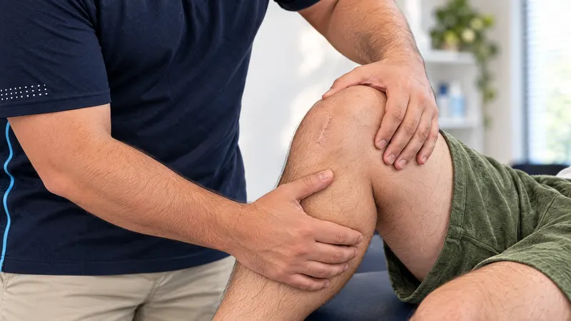 Close-up of knee bending being guided after knee surgery